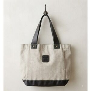 Tequila‎ Patron Canvas Tote Bag Tan Brown Leather Trim Lime Green Stitching Zip